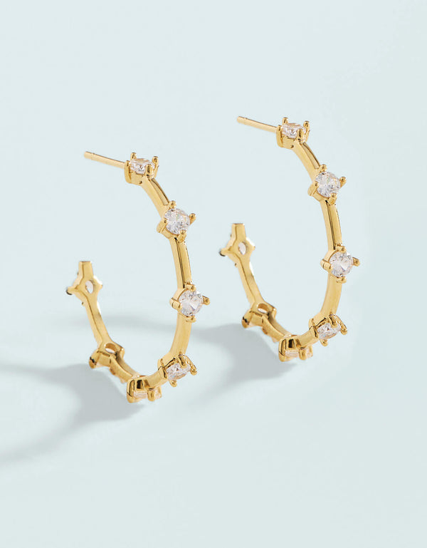 Spartina 449 SP 45mm "Spanish Wells" Hoop Earrings-Gold/Crystal