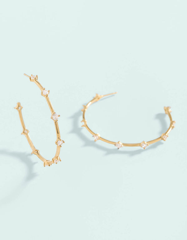 Spartina 449 SP 45mm "Spanish Wells" Hoop Earrings-Gold/Crystal