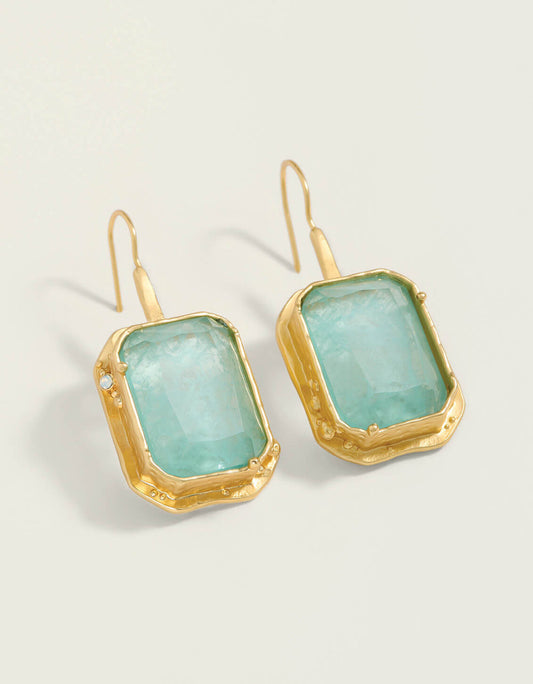 Spartina 449 Marion Rectangle Earrings-Sea Foam