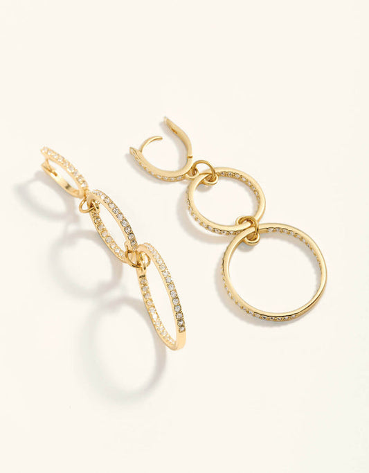 Spartina 449 Dazzle Ring Earrings-Gold/Clear CZ