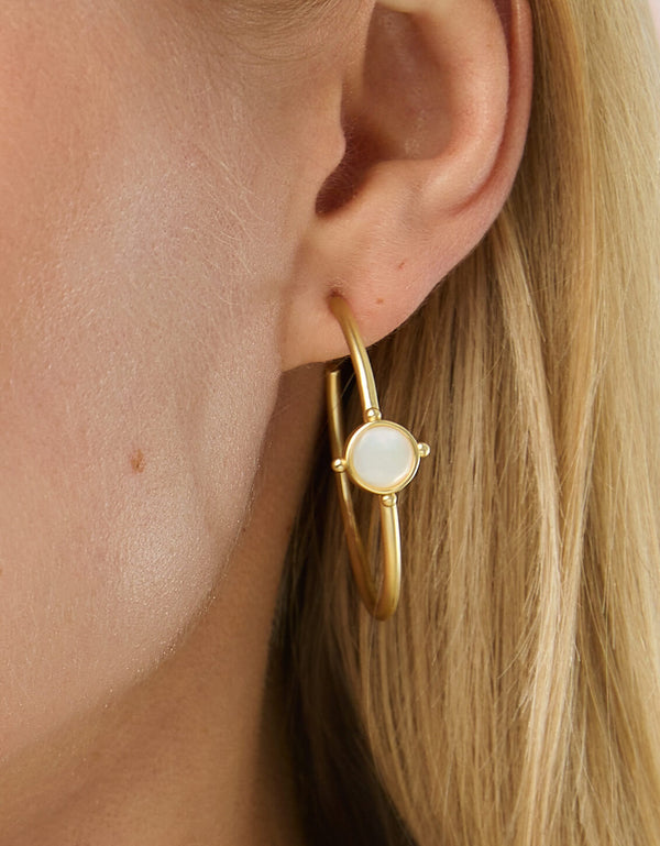 Spartina 449 Barony Hoop Earrings 40mm-MOP