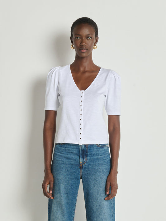 Nation LTD “Jen” Button Up Blouse-Optic White