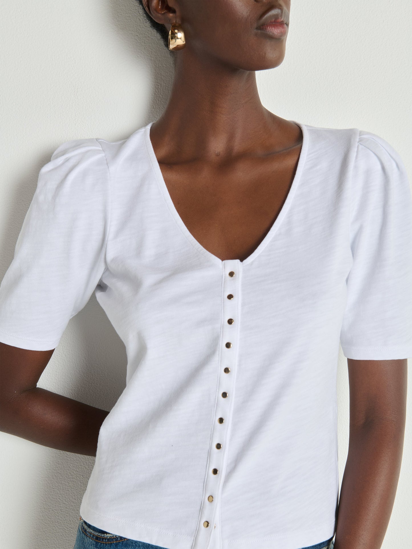 Nation LTD “Jen” Button Up Blouse-Optic White