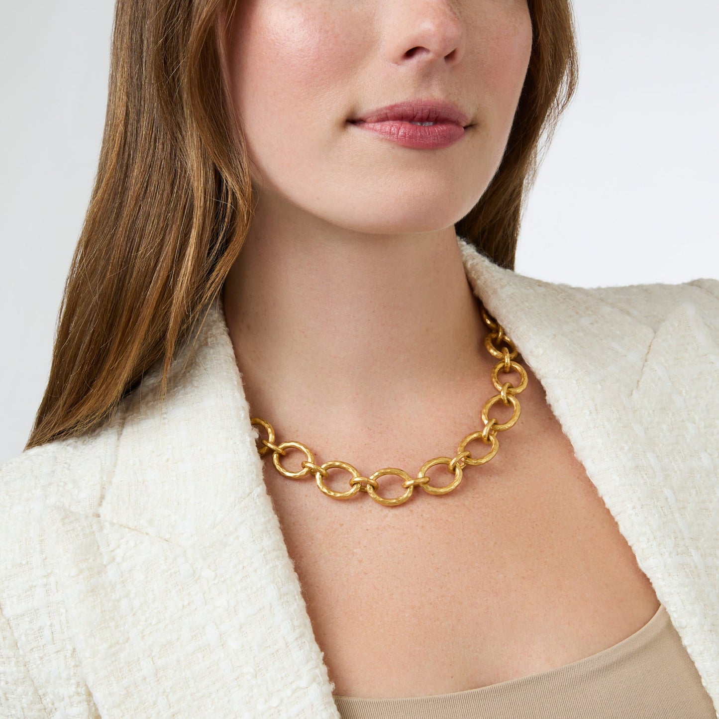 Julie Vos "Catalina" Demi Link Necklace- Gold Pearl