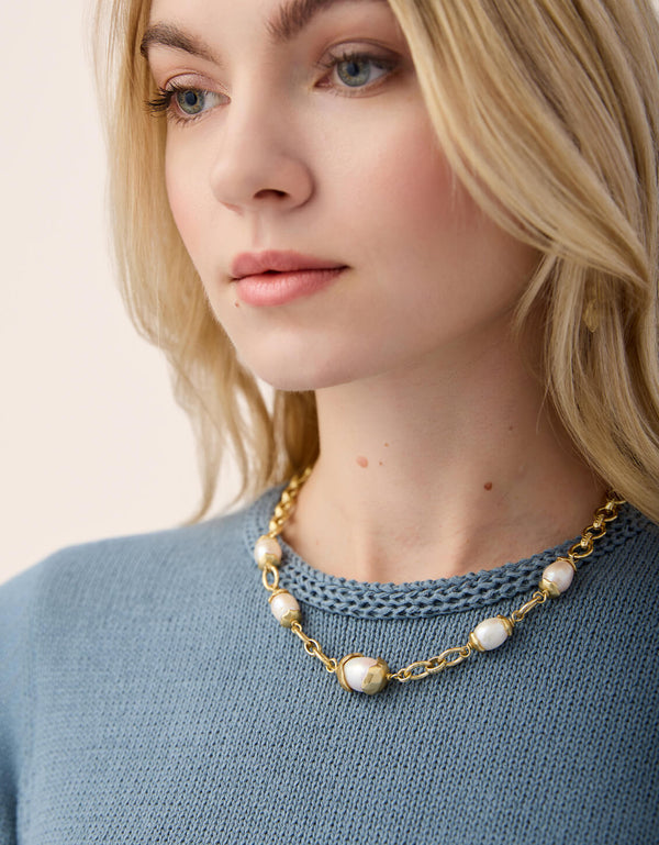 Spartina 449 Karina Pearl Chain Necklace 18"-Pearl