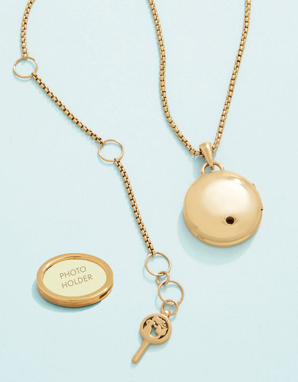 Spartina 449 SP Petite Photo Locket Starburst Necklace 18"-Gold/Crystal