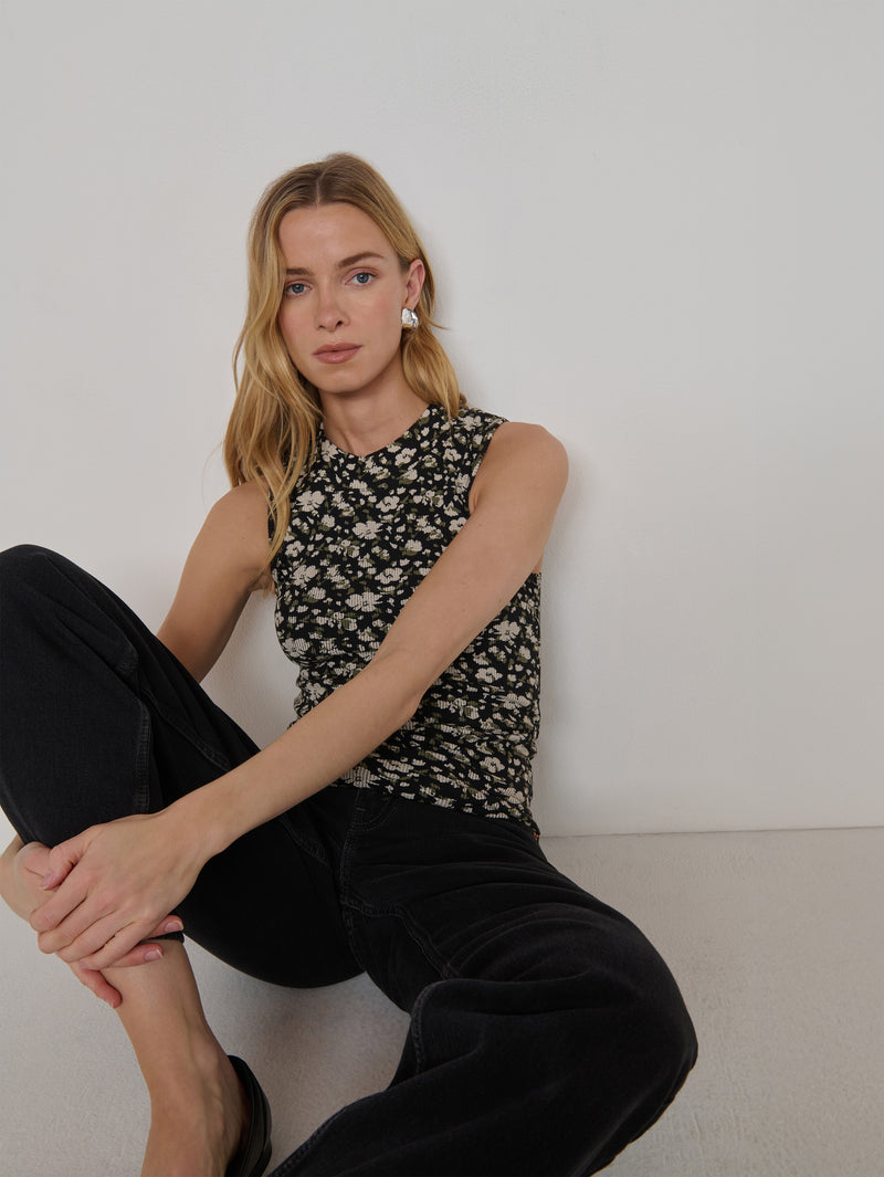 Nation LTD "Joan" Sleeveless Mock Neck-Layered Petals