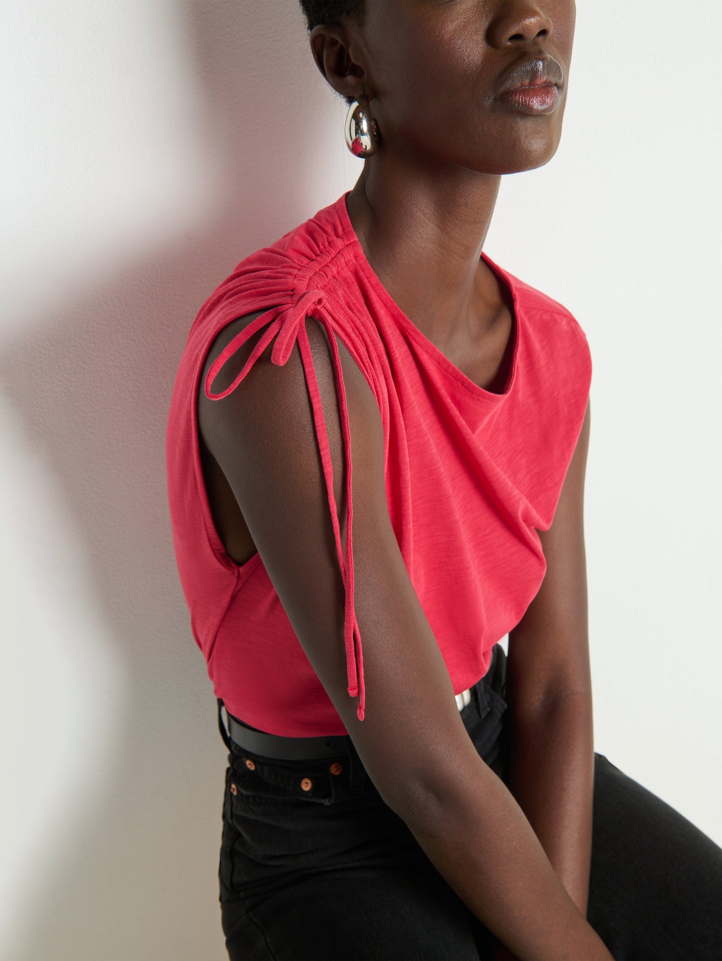 Nation LTD “Julie” Shoulder Tie Top - Heartbeat Red