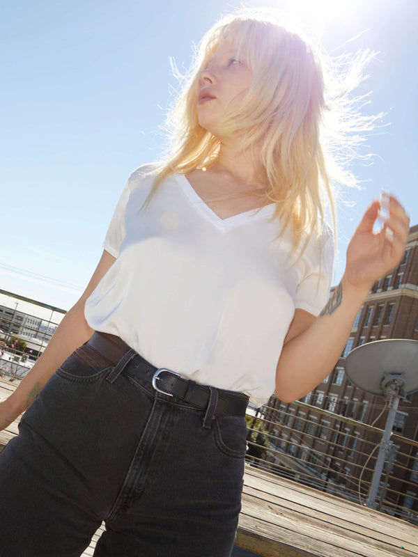 Nation LTD "June" V-Neck Tee- White