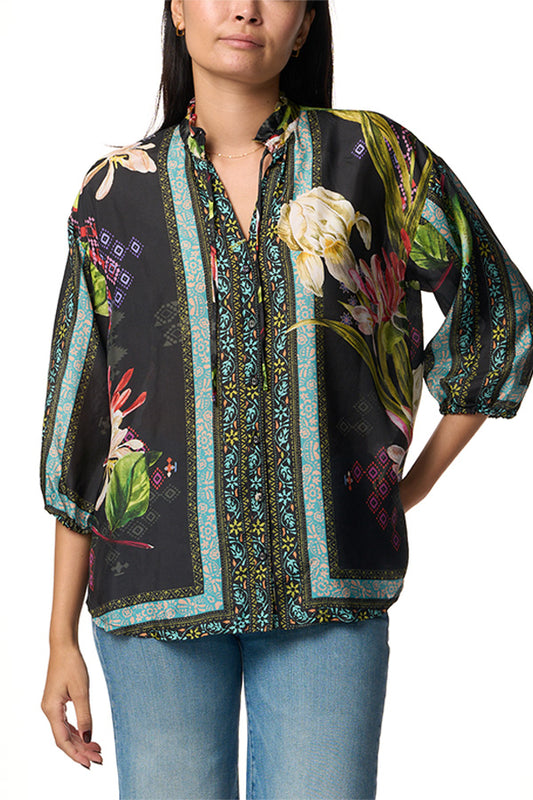 Johnny Was Elda Button Down Blouse- Iris Whisper