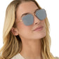Diff Eyewear “Jordan” Gold Clear Crystal Temple Tips + Silver Mirror