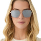 Diff Eyewear “Jordan” Gold Clear Crystal Temple Tips + Silver Mirror