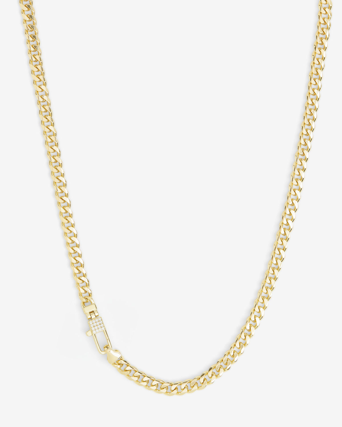 Melinda Maria “Julian Pavé" Lock 5mm Necklace-Gold/White CZ