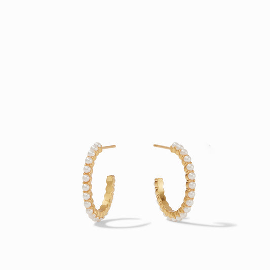 Julie Vos “Juliet” Hoop Earrings Gold Pearl