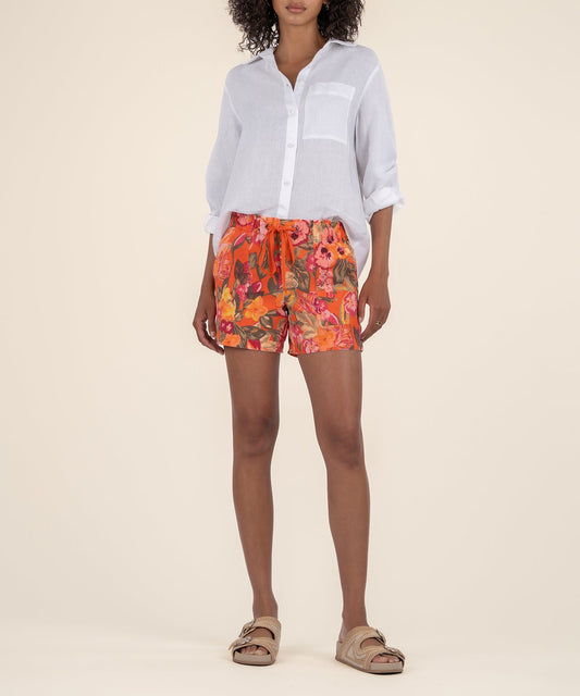 Kut from the Kloth "Katana" High Rise Drawstring Short-Tangerine