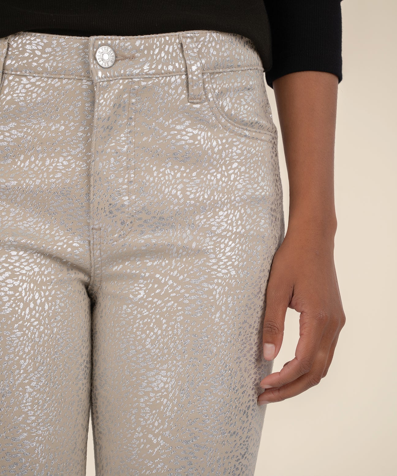 Kut From The Kloth “Charlize” High Rise Cigarette Leg - Cream/Silver