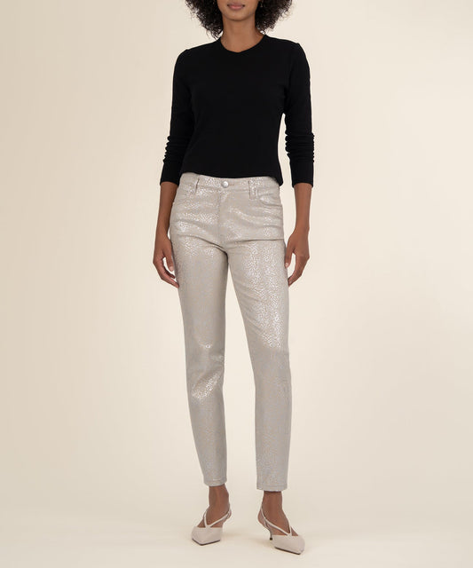 Kut From The Kloth “Charlize” High Rise Cigarette Leg - Cream/Silver