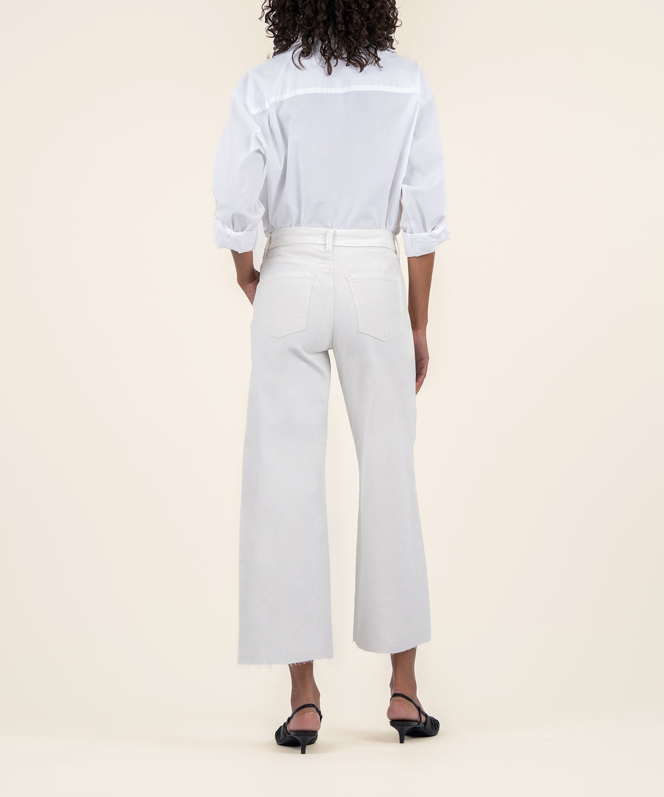 Kut from the Kloth "Meg" High Rise Fab Ab Wide Leg- Ecru