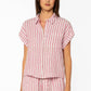 Velvet Heart “Kirsty” Short Sleeve Shirt - Pink Cacti Stripe