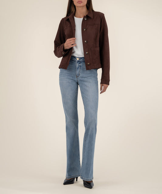Kut From The Kloth "Matilda" Crop Trucker Jacket- Chocolate