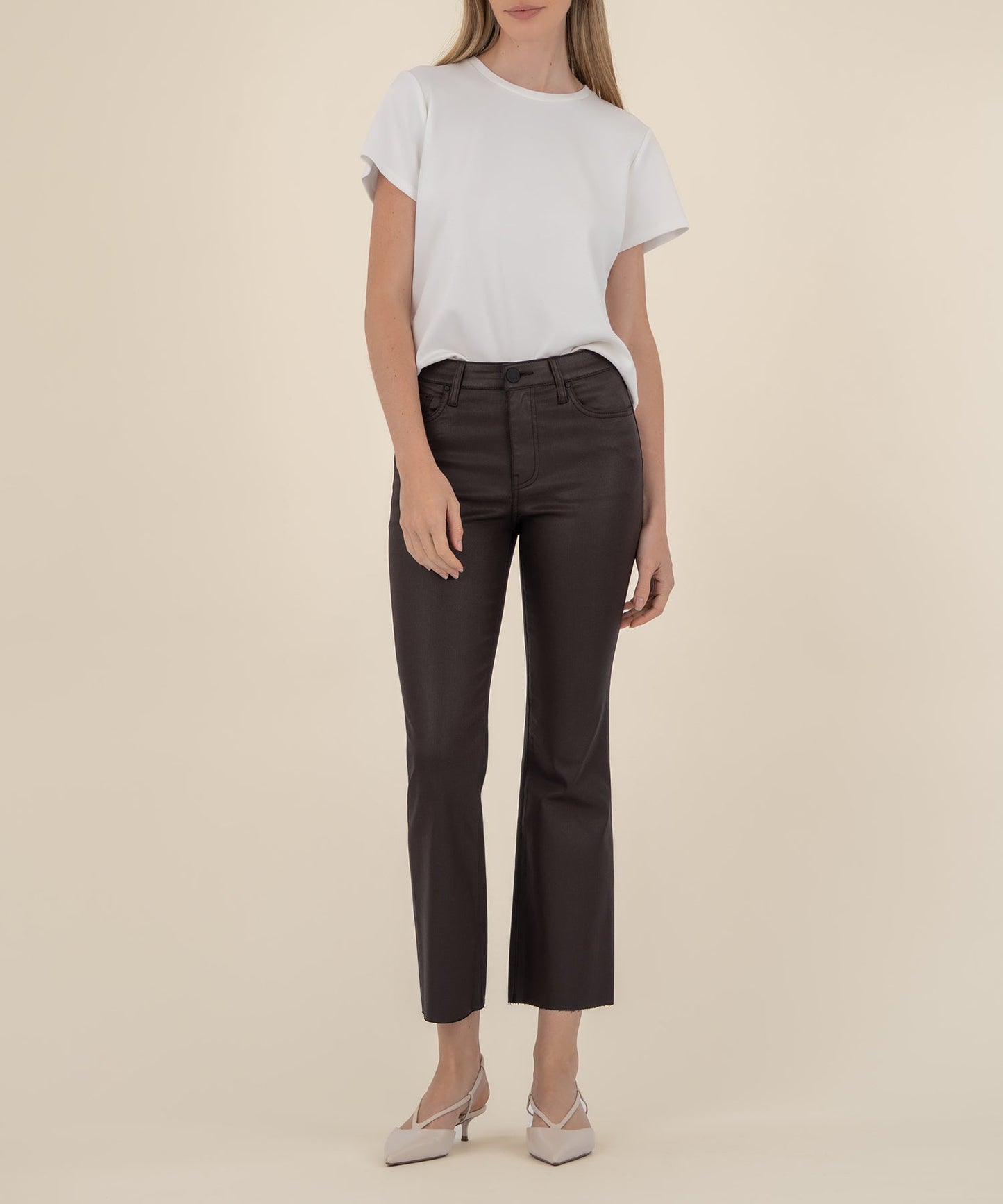 Kut from the Kloth "Kelsey" High Rise Ankle Flare-Chocolate