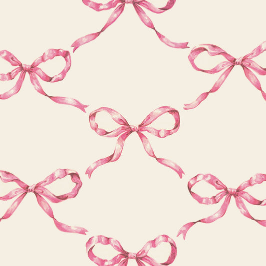 Hester & Cook "Pink Bow Lattice" Cocktail Napkin