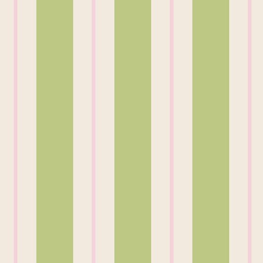 Hester & Cook "Green & Pink Awning Stripe" Cocktail Napkin