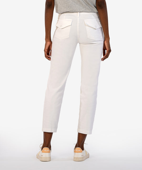Kut from the Kloth “Reese” Mid Rise Crop Straight Leg- Optic White