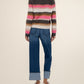 Kut from the Kloth "Elvira" Striped Pulloever Sweater-Brown/Pink