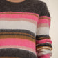 Kut from the Kloth "Elvira" Striped Pulloever Sweater-Brown/Pink