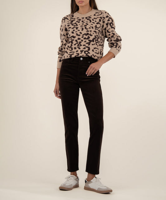Kut from the Kloth "Gisella" Animal Print Pullover-Beige/Brown