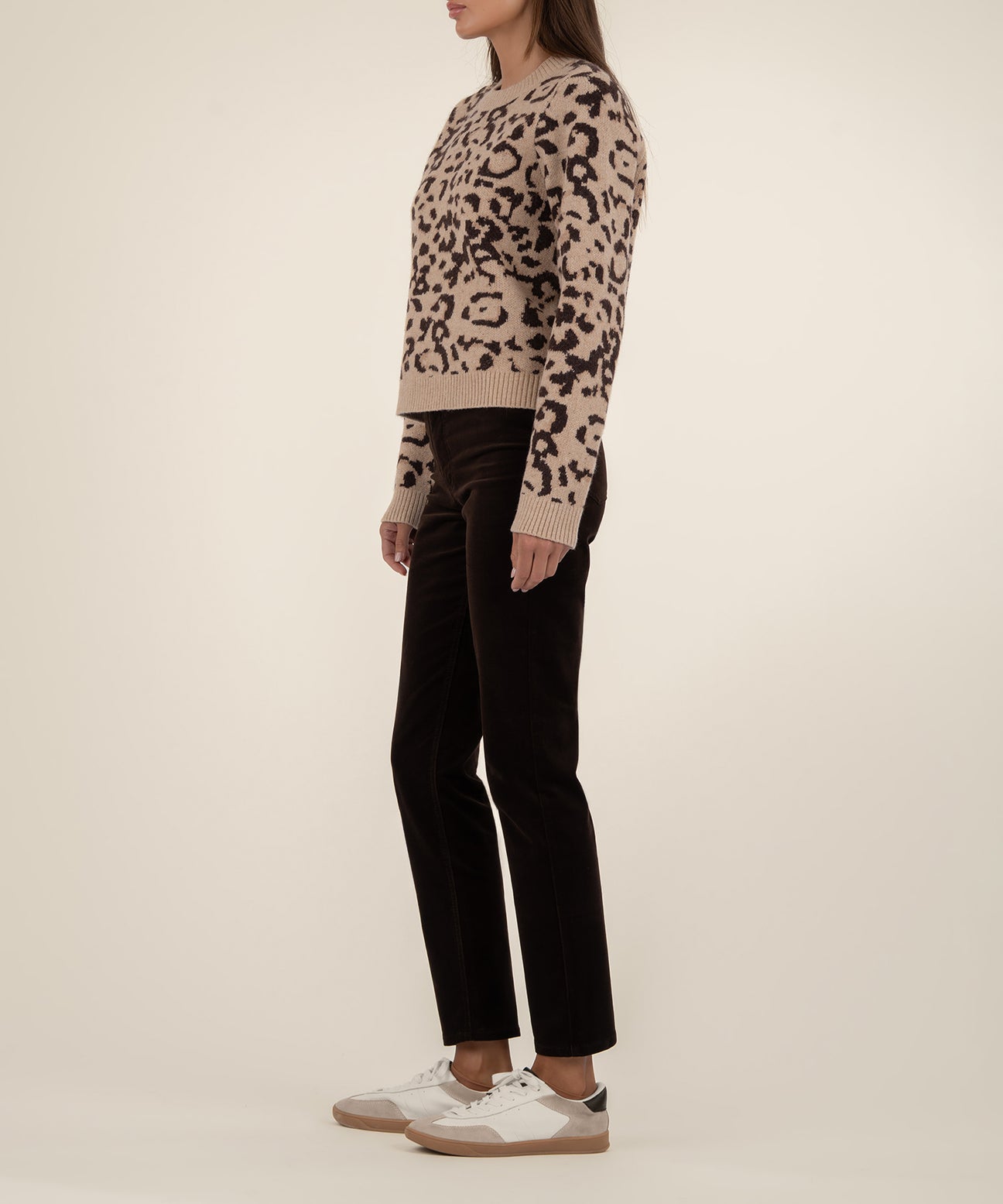 Kut from the Kloth "Gisella" Animal Print Pullover-Beige/Brown