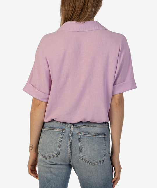 Kut from the Kloth "Rebel" Knot Front Shirt-Lavender