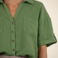 Kut from the Kloth "Breland" Boxy Button Front Shirt-Green