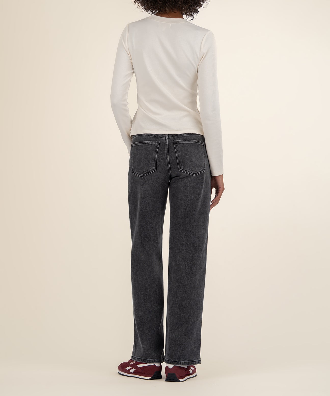 Kut from the Kloth "Noelie" Scoop Neck Long Sleeve Top-Cream