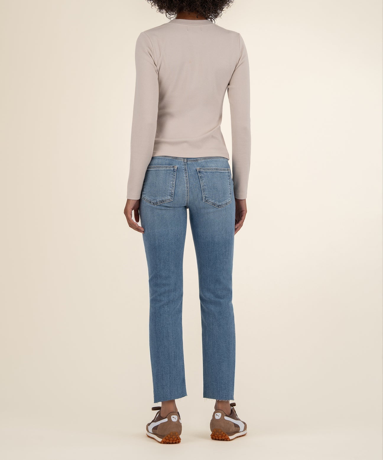 Kut from the Kloth "Noelie" Scoop Neck Long Sleeve Top-Taupe