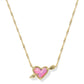 Kendra Scott Ari Heart Arrow Pendant Necklace- Gold Pink Opalescent Resin