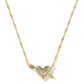 Kendra Scott Ari Heart Arrow Pendant Necklace- Gold Pink Opalescent Resin