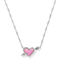 Kendra Scott Ari Heart Arrow Pendant Necklace- Silver Pink Opalescent Resin