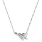 Kendra Scott Ari Heart Arrow Pendant Necklace- Silver Pink Opalescent Resin