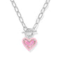 Kendra Scott Ari Heart Enamel Frame Chain Necklace-Silver Pink Iridescent Glitter