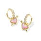 Kendra Scott Ari Heart Arrow Huggie Earring- Gold Pink Opalescent Resin