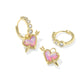 Kendra Scott Ari Heart Arrow Huggie Earring- Gold Pink Opalescent Resin