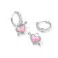 Kendra Scott Ari Heart Arrow Huggie Earring- Silver Pink Opalescent Resin