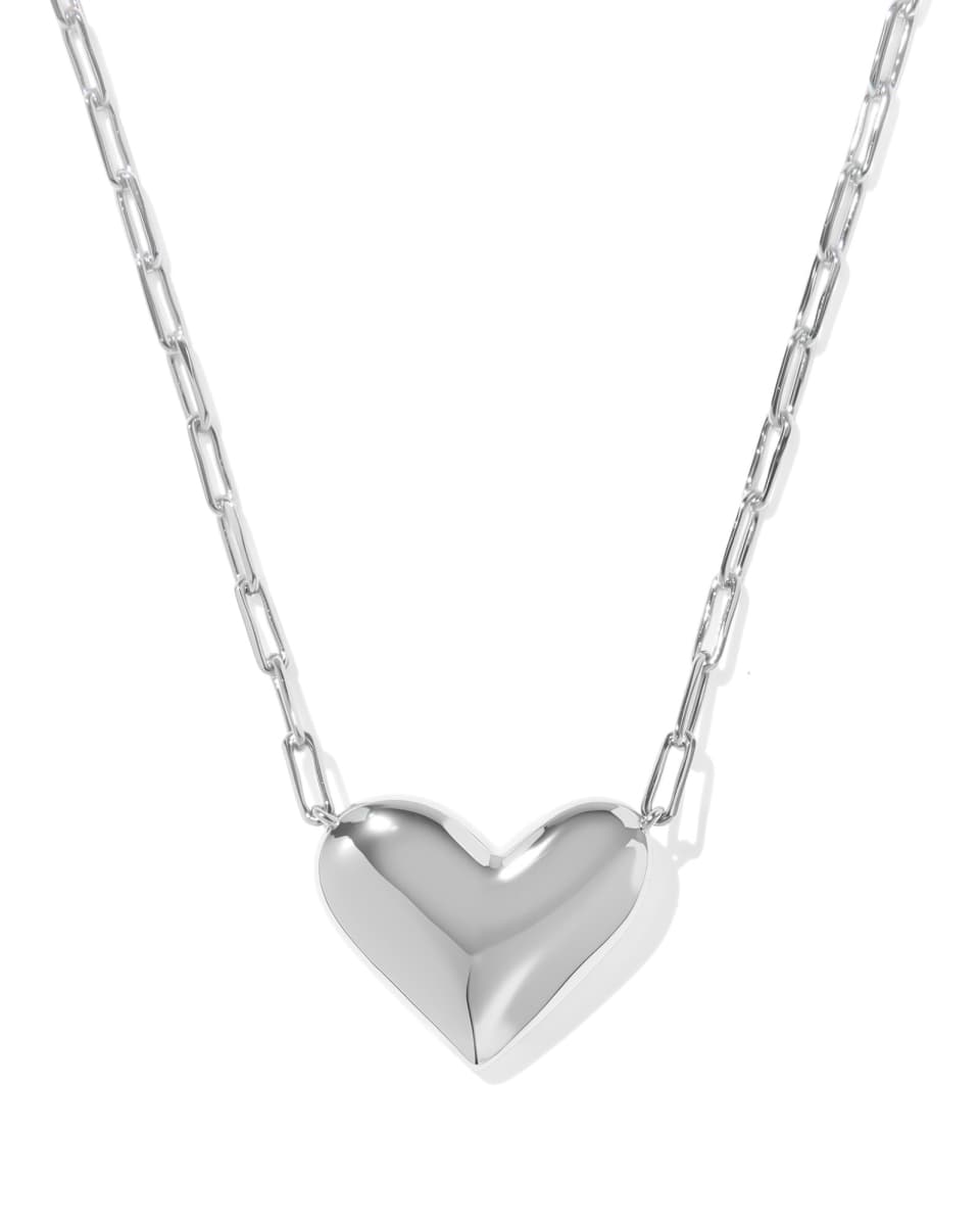 Kendra Scott Ari Heart Statement Pendant Necklace- Silver Ivory MOP
