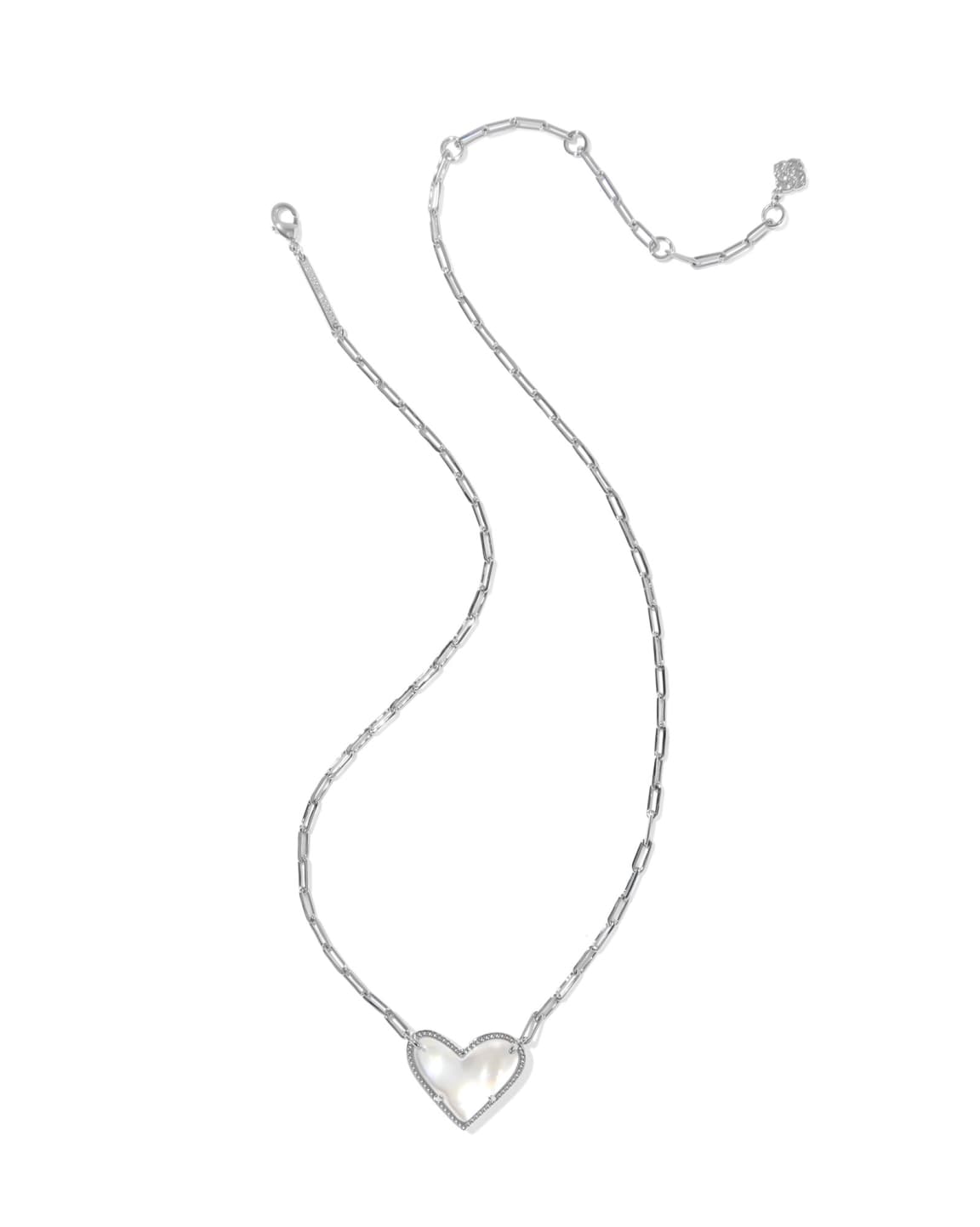 Kendra Scott Ari Heart Statement Pendant Necklace- Silver Ivory MOP