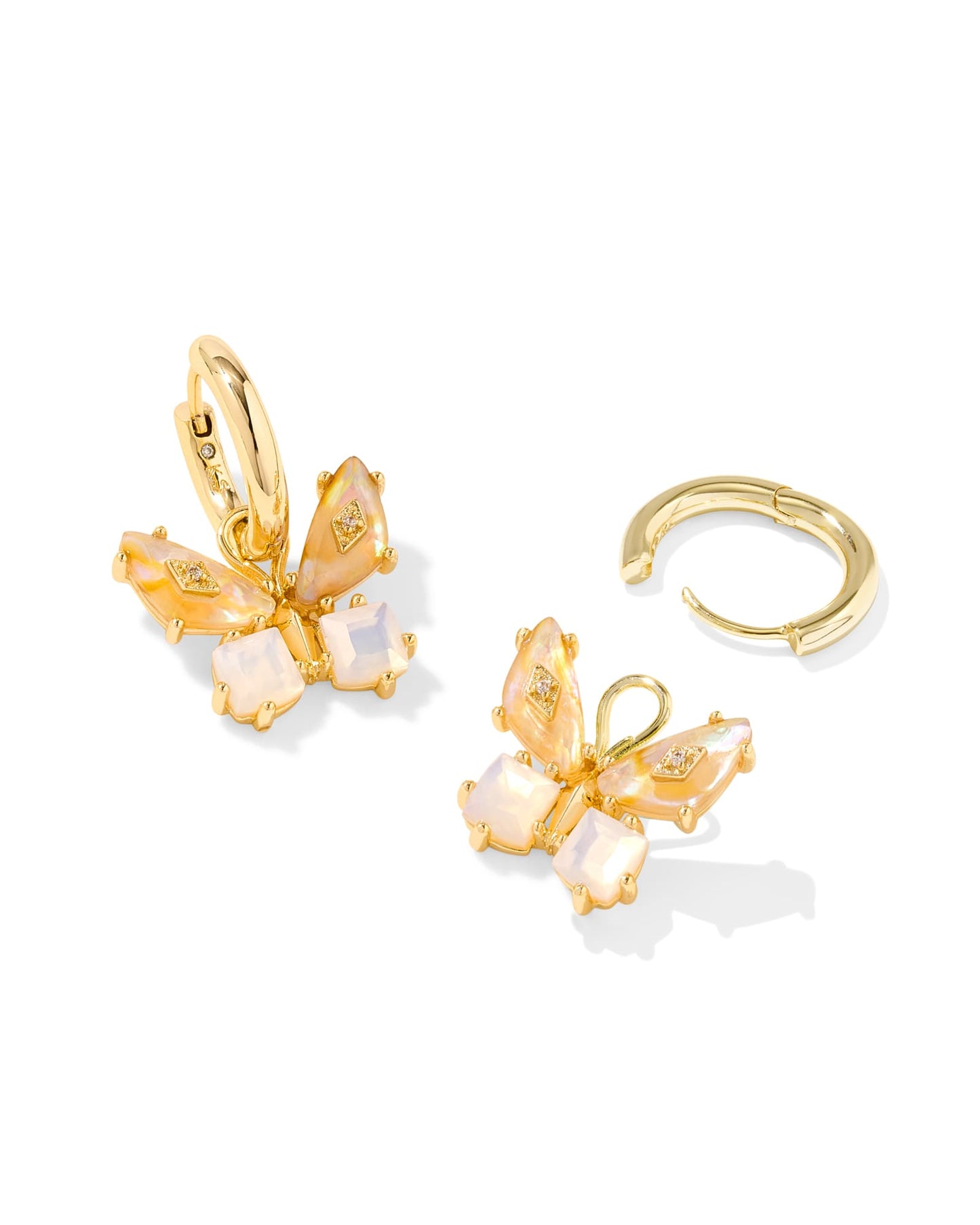 Kendra Scott Bianca Butterfly Huggie Earring-Gold Iridescent White