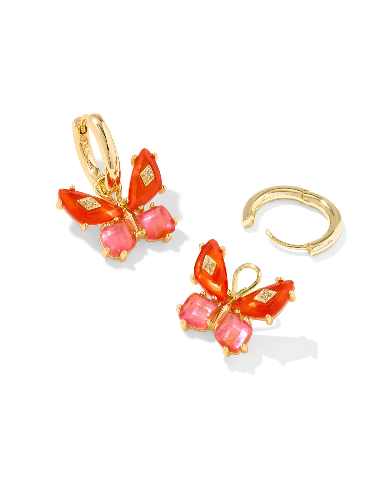 Kendra Scott Bianca Butterfly Huggie Earring-Gold Orange Mix