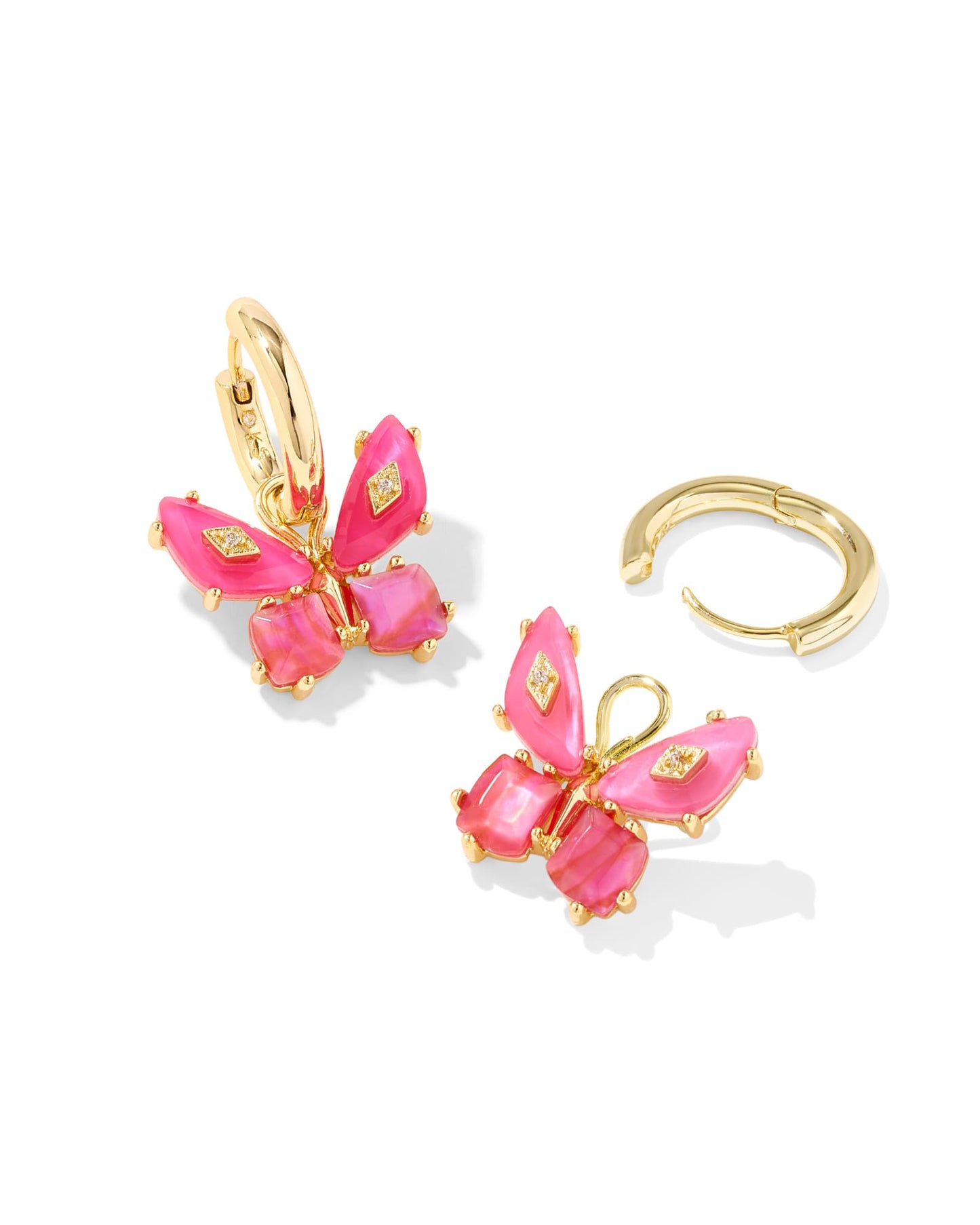 Kendra Scott Bianca Butterfly Huggie Earring-Gold Pink Mix