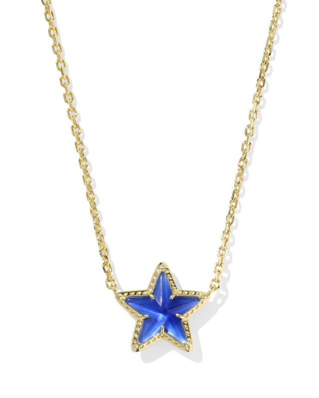 Kendra Scott Cassidy Short Pendant Necklace-Gold Cobalt Illusion